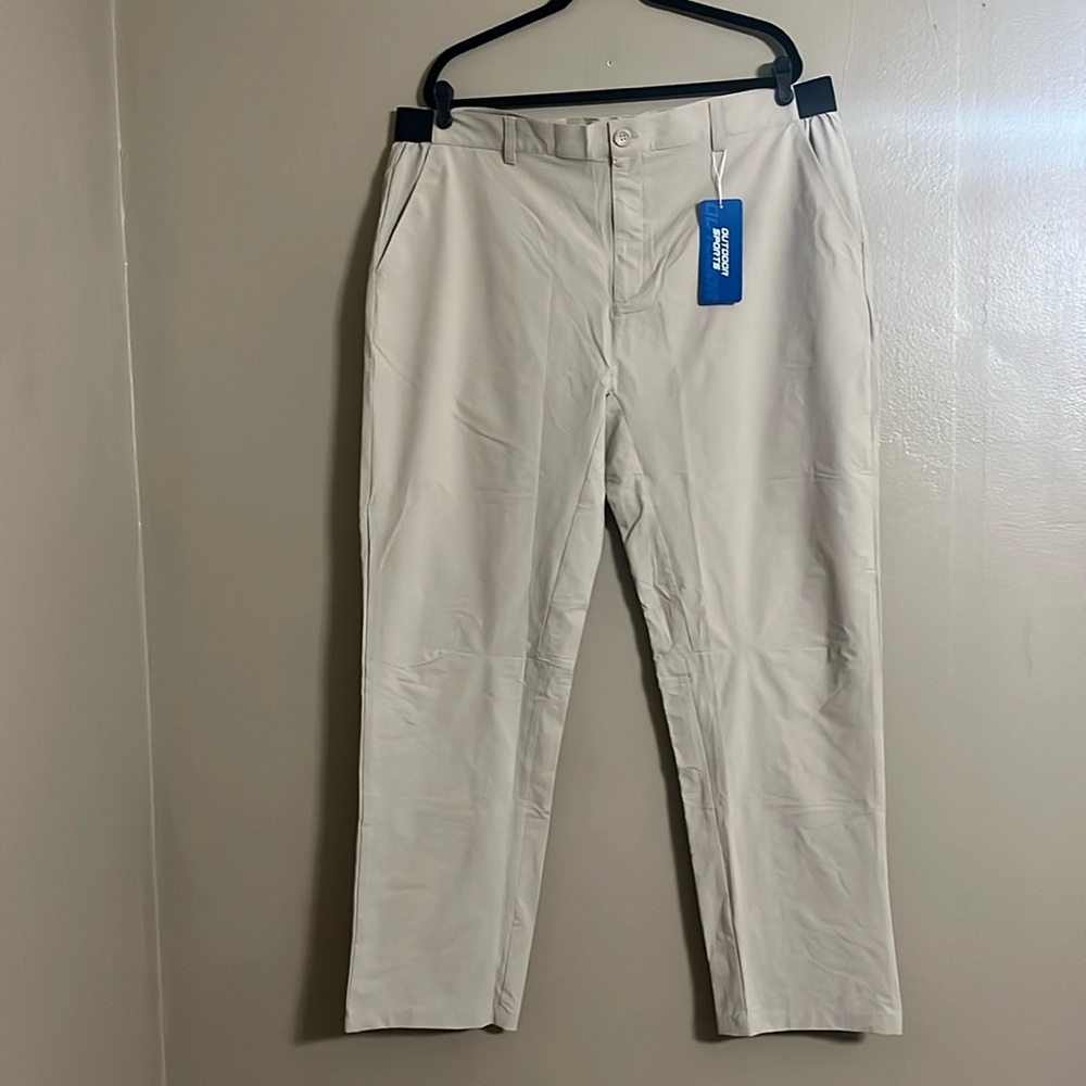 Outdoorsports Pants Sz 42 Beige Pockets Elastic Waist Quick Dry Work Office